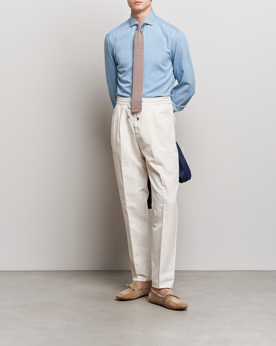 Mies | Kauluspaidat | Brunello Cucinelli | Slim Fit Denim Shirt Light Indigo