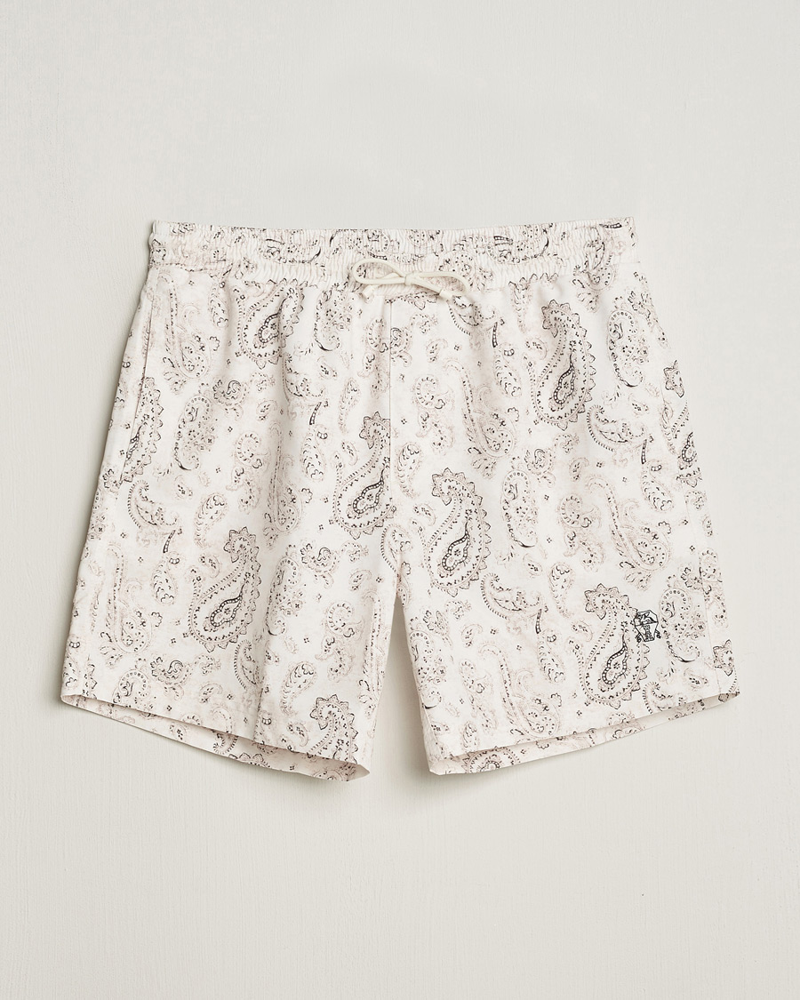Mies | Uimahousut | Brunello Cucinelli | Paisley Swim Trunks Light Beige