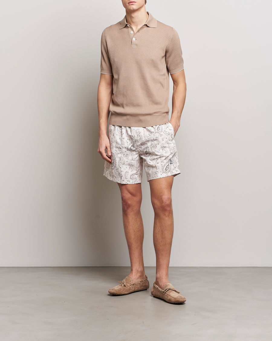 Mies | Uimahousut | Brunello Cucinelli | Paisley Swim Trunks Light Beige
