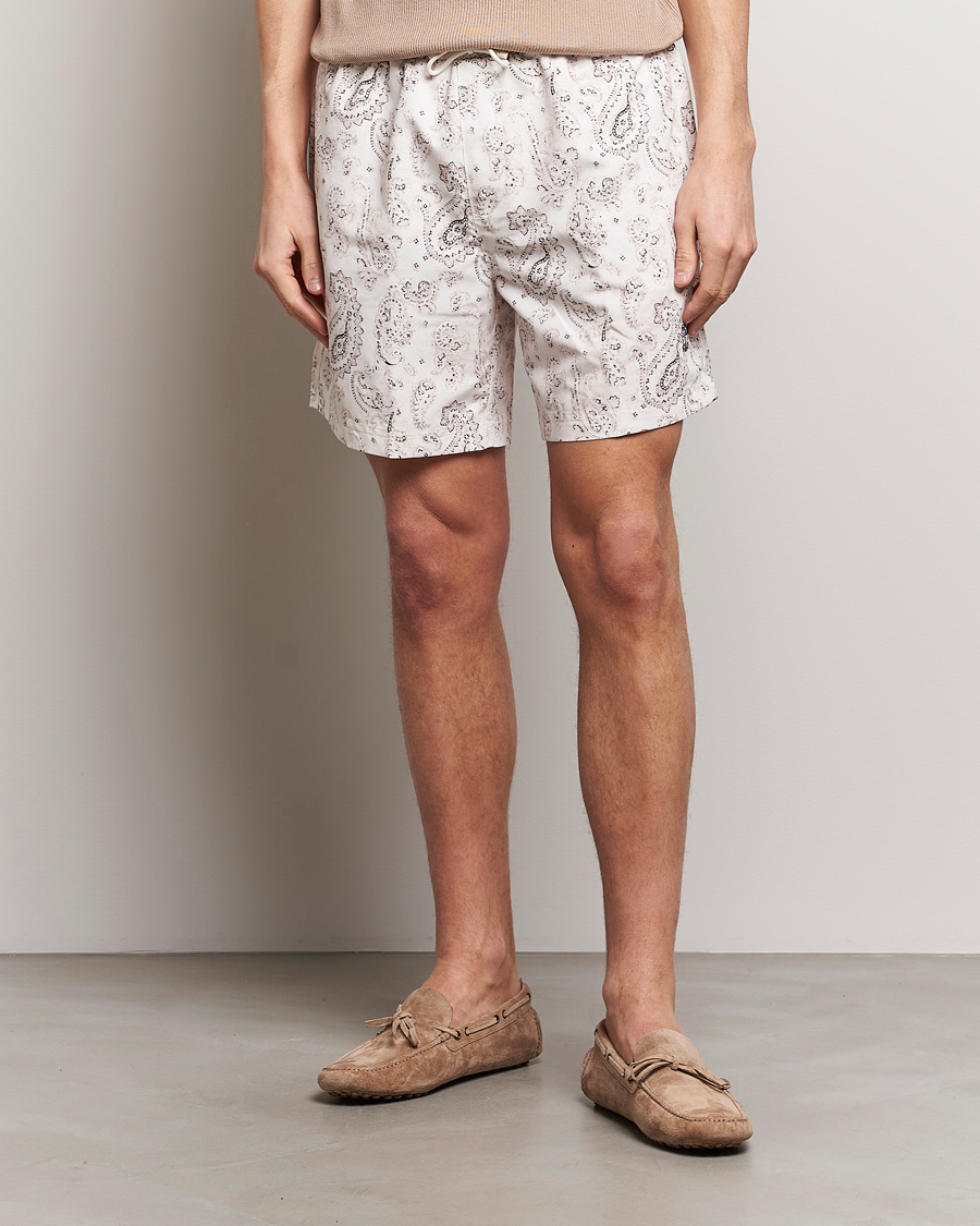 Mies | Uimahousut | Brunello Cucinelli | Paisley Swim Trunks Light Beige