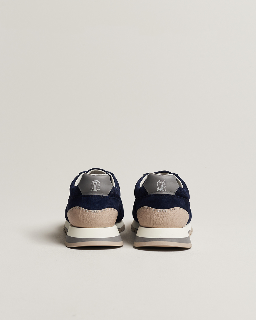 Mies | Brunello Cucinelli Perforated Running Sneakers Navy Suede | Brunello Cucinelli | Perforated Running Sneakers Navy Suede