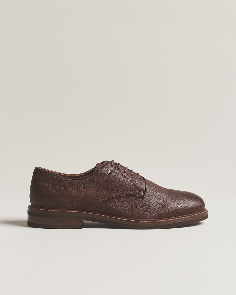Mies | Brunello Cucinelli Plain Toe Derby Dark Brown Deerskin | Brunello Cucinelli | Plain Toe Derby Dark Brown Deerskin