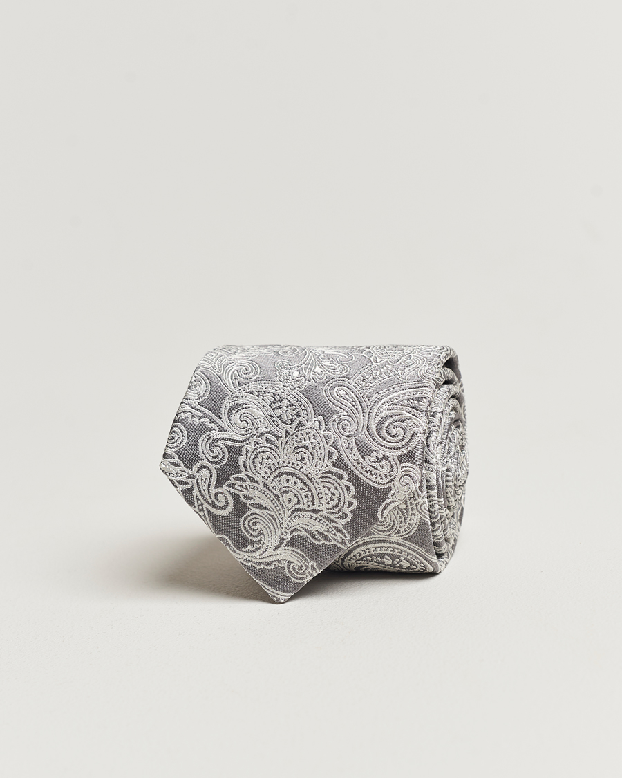 Mies | Brunello Cucinelli Paisley Silk Tie Grey | Brunello Cucinelli | Paisley Silk Tie Grey
