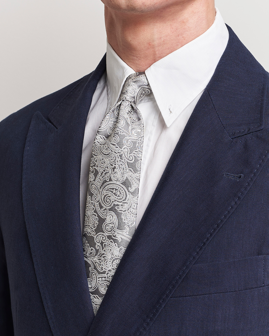 Mies | Brunello Cucinelli Paisley Silk Tie Grey | Brunello Cucinelli | Paisley Silk Tie Grey