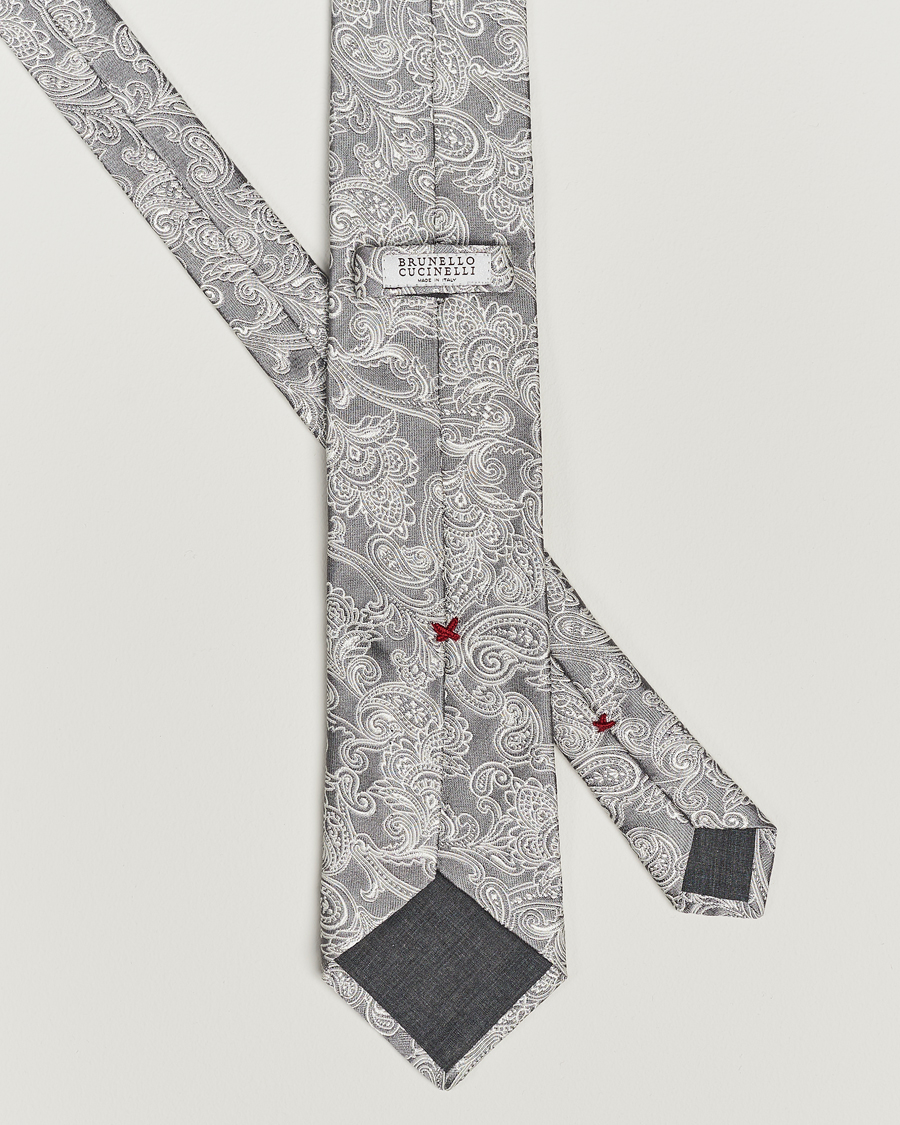 Mies | Brunello Cucinelli Paisley Silk Tie Grey | Brunello Cucinelli | Paisley Silk Tie Grey