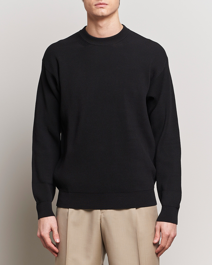 Mies | Puserot | Auralee | Hard Twist Rib Knit Pullover Black