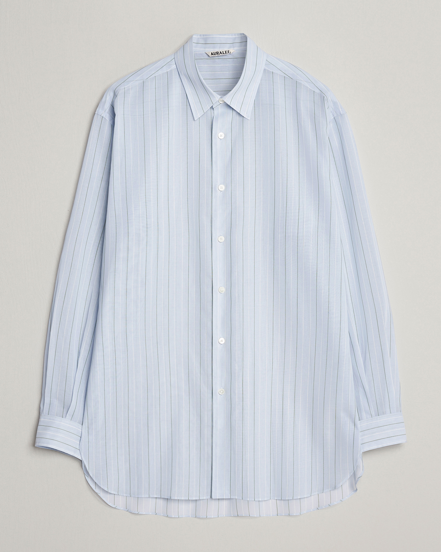 Miehet |  | Auralee | Hard Twist Light Cotton Shirt Light Blue Stripe