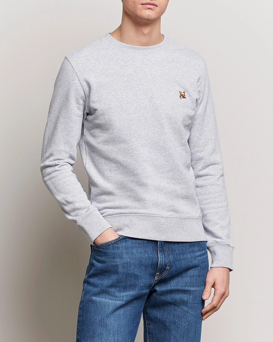 Mies | Puserot | Maison Kitsuné | Fox Head Sweatshirt Light Grey Melange