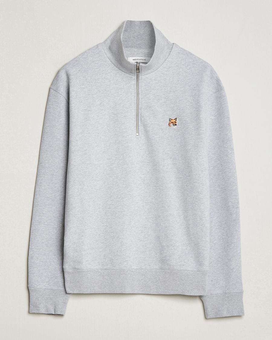 Mies | Puserot | Maison Kitsuné | Fox Head Half Zip Sweatshirt Light Grey Melange