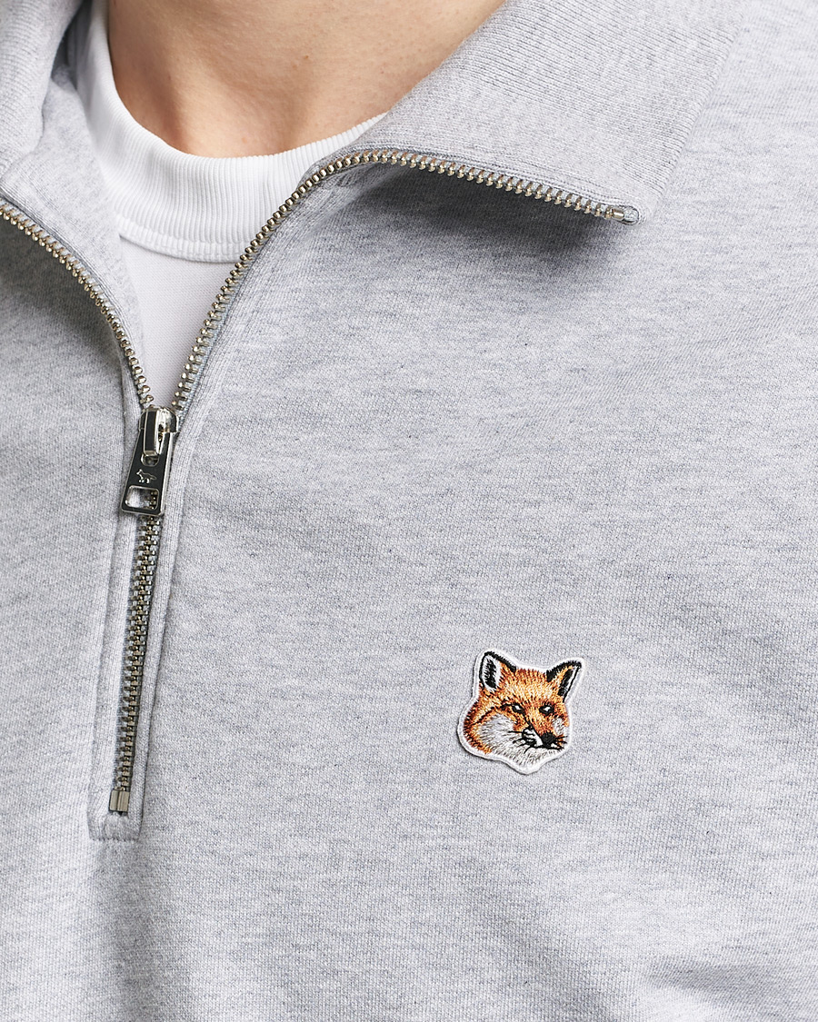 Mies | Puserot | Maison Kitsuné | Fox Head Half Zip Sweatshirt Light Grey Melange