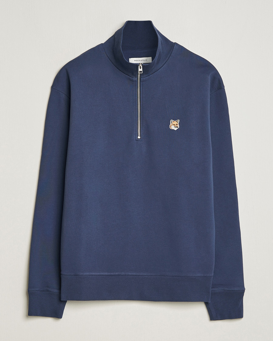 Mies | Puserot | Maison Kitsuné | Fox Head Half Zip Sweatshirt Ink Blue