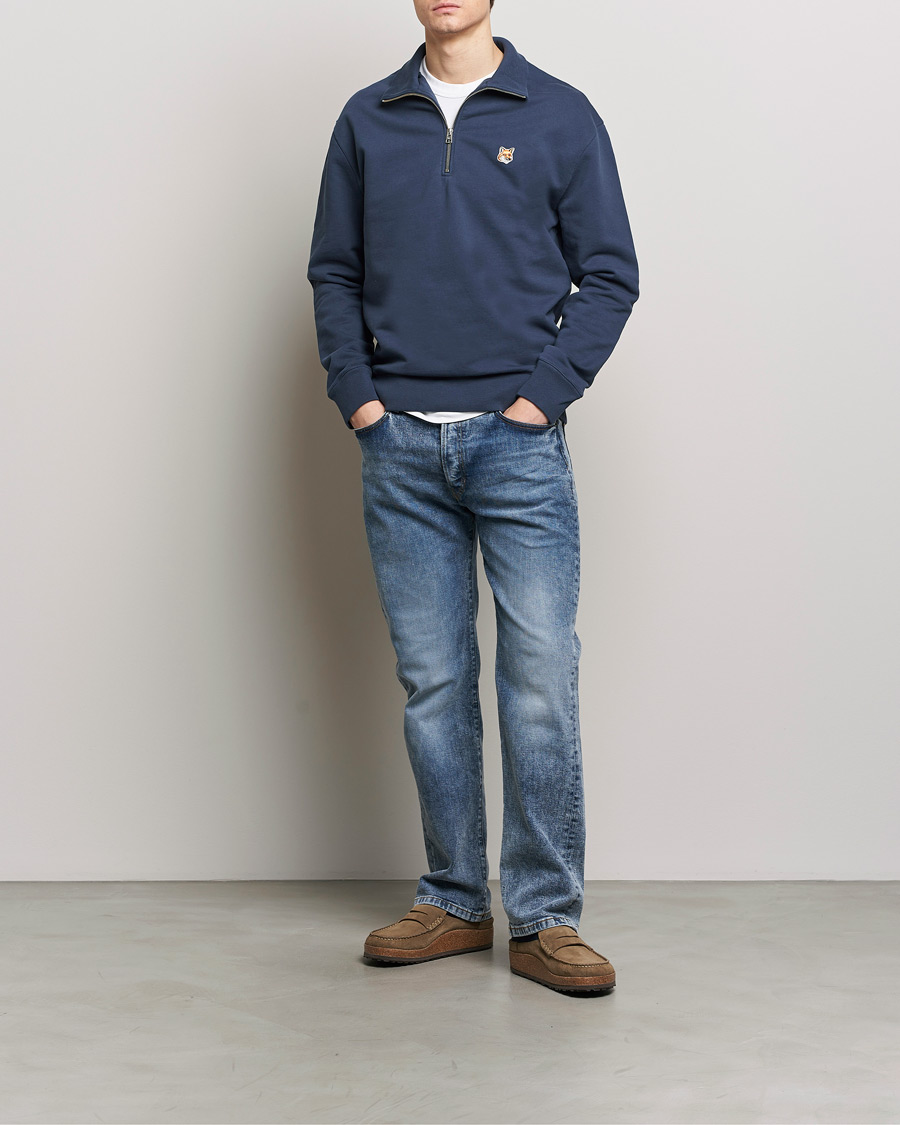 Mies | Puserot | Maison Kitsuné | Fox Head Half Zip Sweatshirt Ink Blue