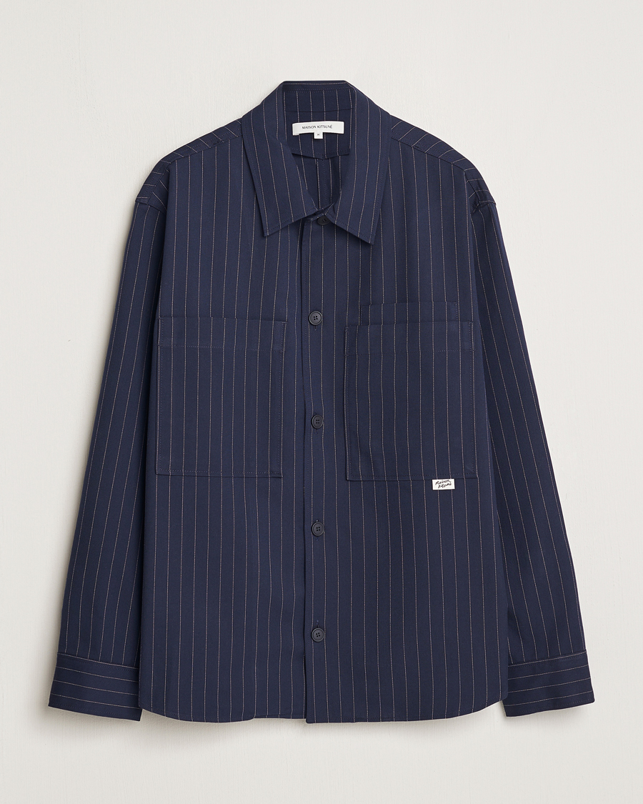 Mies | Takit | Maison Kitsuné | Pinstriped Overshirt Navy