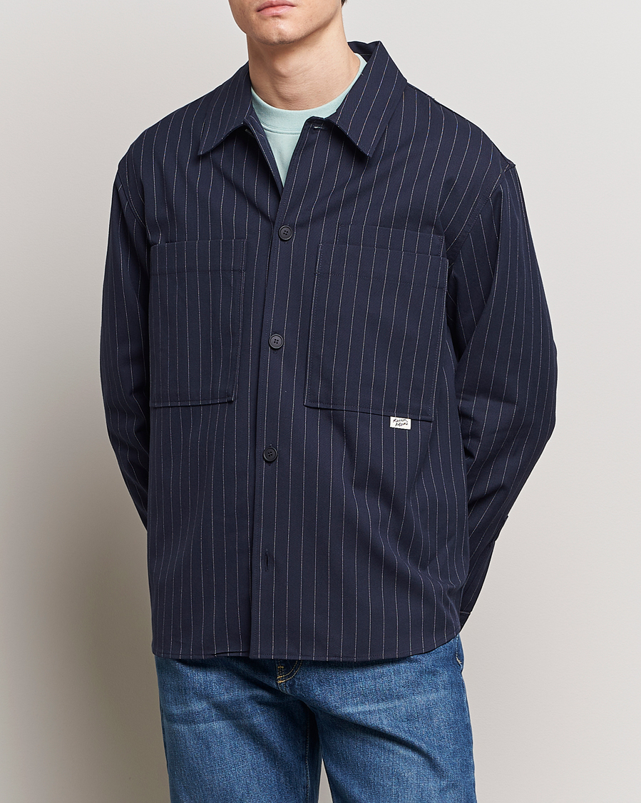 Mies | Takit | Maison Kitsuné | Pinstriped Overshirt Navy