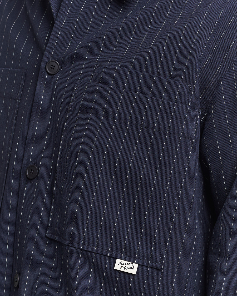Mies | Takit | Maison Kitsuné | Pinstriped Overshirt Navy