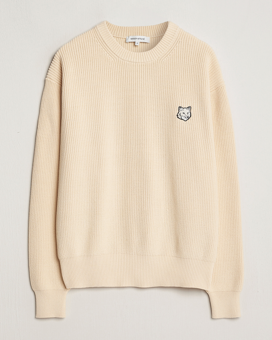 Mies | Puserot | Maison Kitsuné | Tonal Fox Ribbed Crew Neck Paper