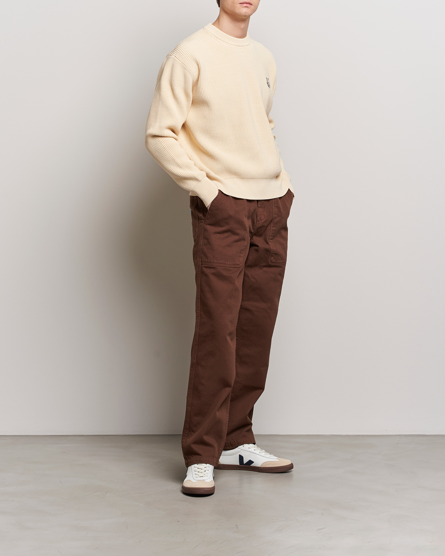 Mies | Puserot | Maison Kitsuné | Tonal Fox Ribbed Crew Neck Paper