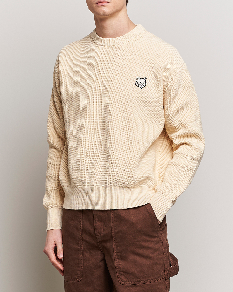 Mies | Puserot | Maison Kitsuné | Tonal Fox Ribbed Crew Neck Paper