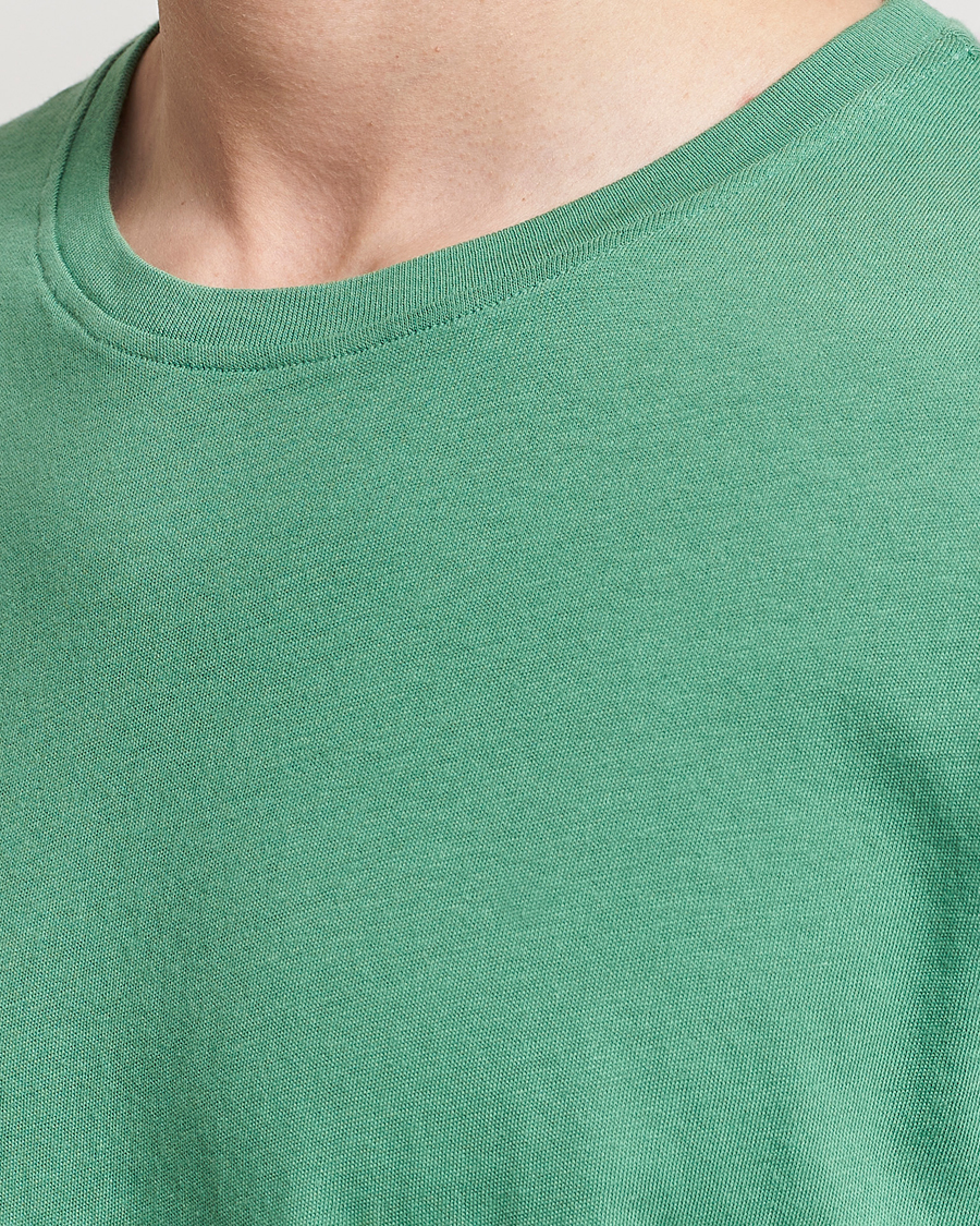 Mies | T-paidat | Merz b. Schwanen | Organic Cotton Washed Crew Neck T-Shirt Grass Green