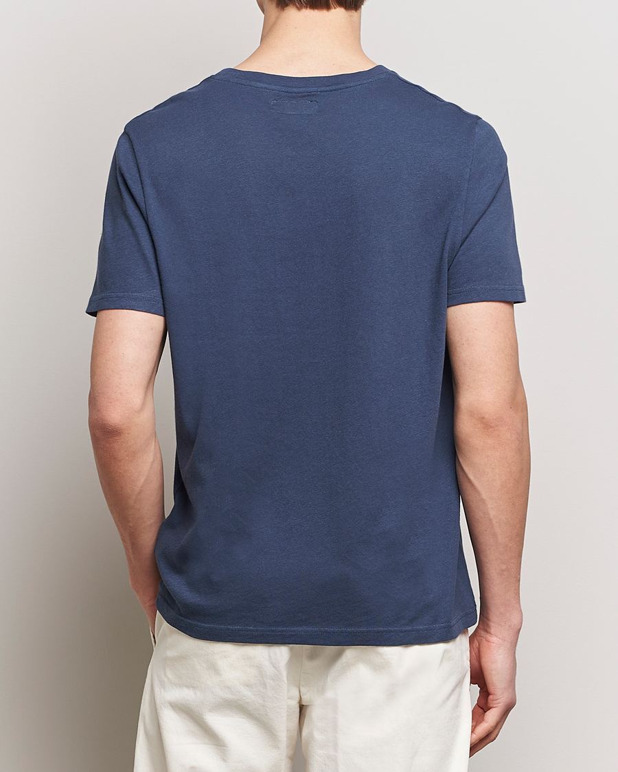 Mies | T-paidat | Merz b. Schwanen | Organic Cotton Washed Crew Neck T-Shirt Denim Blue