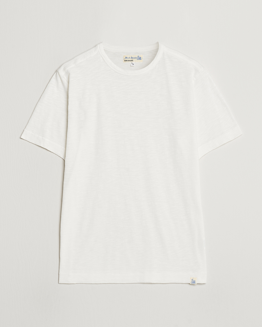Mies | T-paidat | Merz b. Schwanen | Organic Pima Cotton Slub Crew Neck T-Shirt White