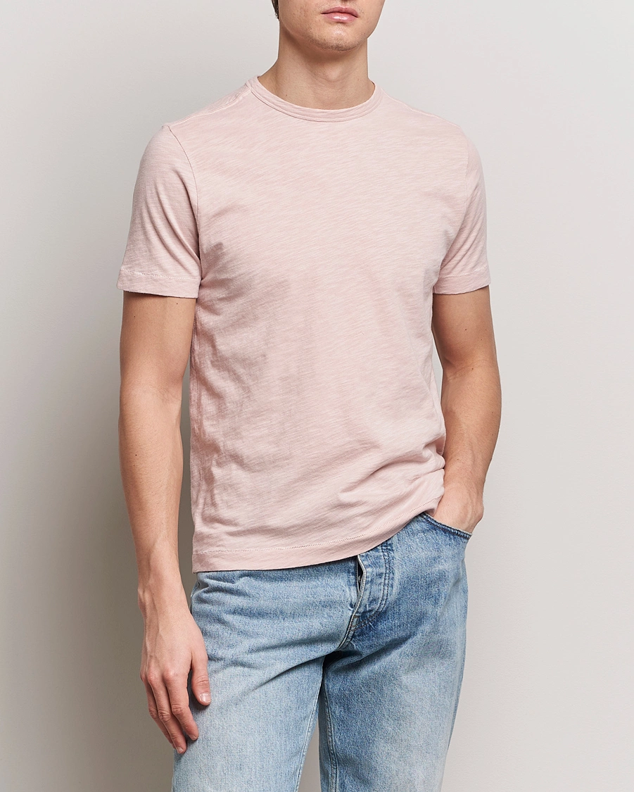 Mies | Merz b. Schwanen | Merz b. Schwanen | Organic Pima Cotton Slub Crew Neck T-Shirt Dusted Pink