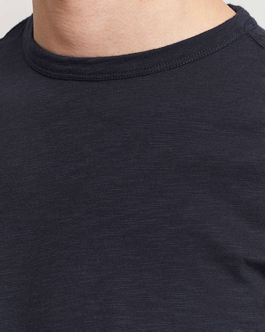 Mies | T-paidat | Merz b. Schwanen | Organic Pima Cotton Slub Crew Neck T-Shirt Dark Navy
