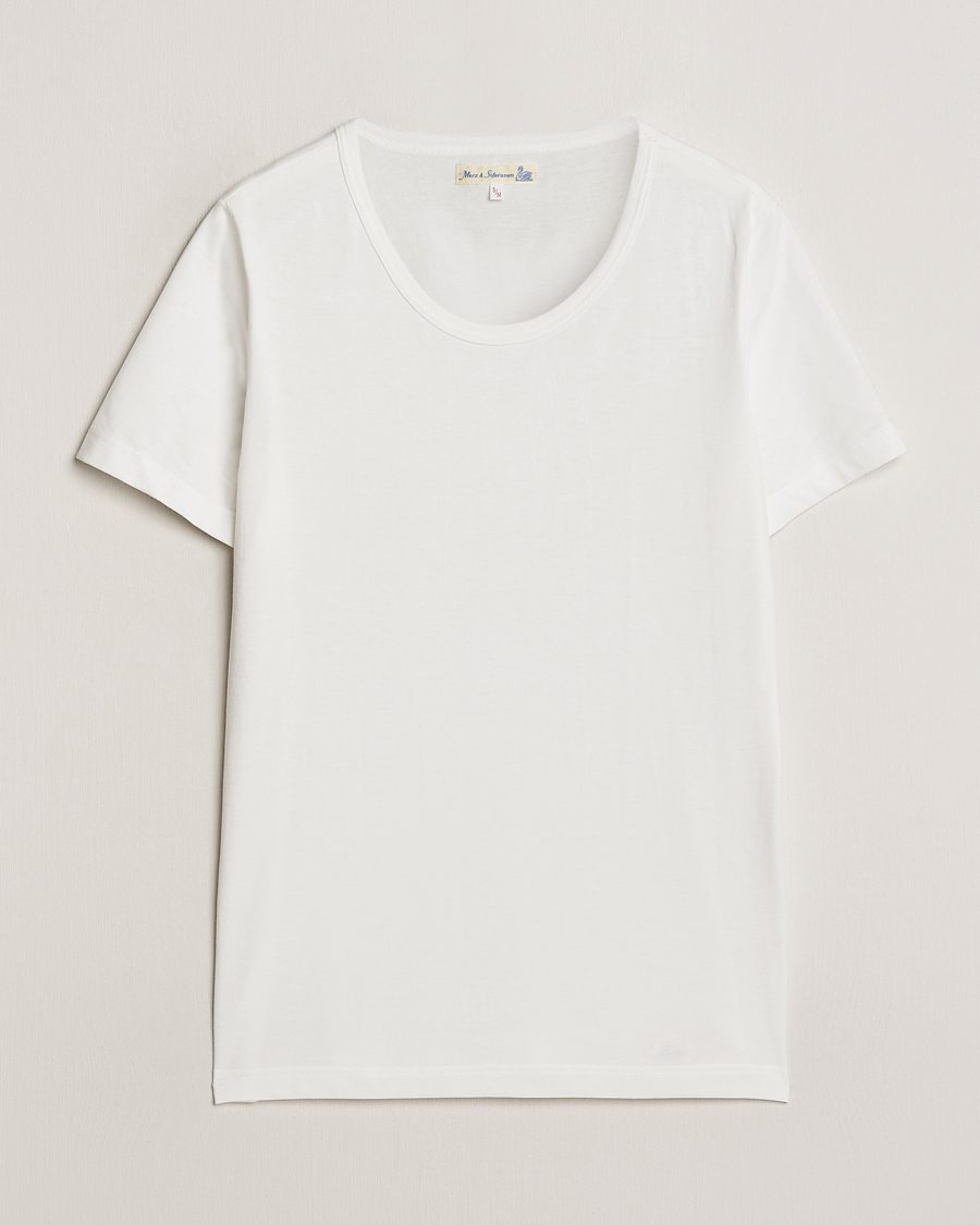 Mies | T-paidat | Merz b. Schwanen | 1970s Classic Loopwheeled V-Neck T-Shirt White