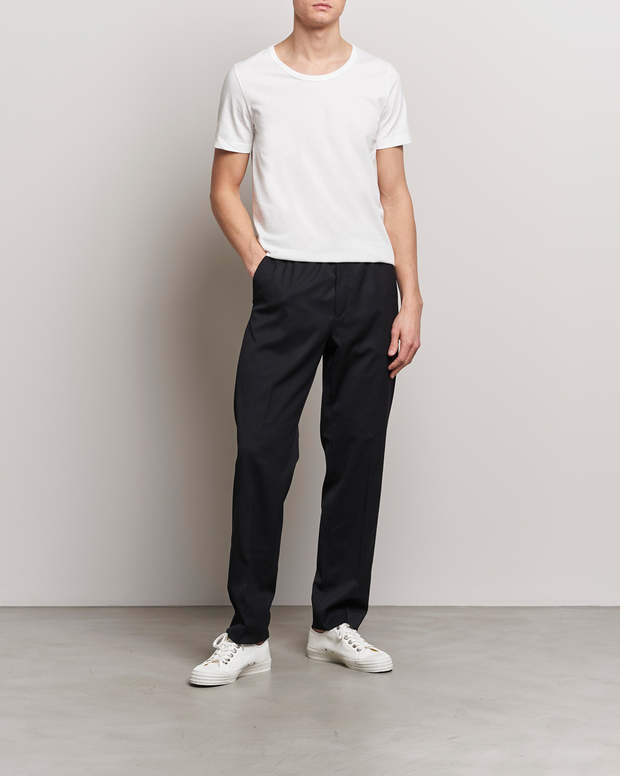 Mies | T-paidat | Merz b. Schwanen | 1970s Classic Loopwheeled V-Neck T-Shirt White