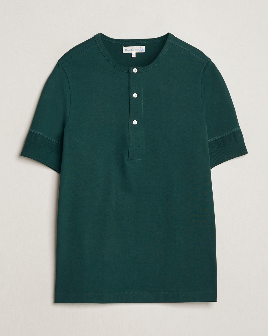 Mies | T-paidat | Merz b. Schwanen | Short Sleeve Organic Cotton Henley Classic Green