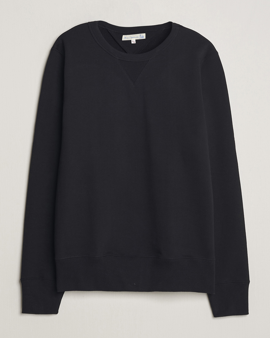 Mies | Puserot | Merz b. Schwanen | Organic Cotton Crew Neck Sweatshirt Black