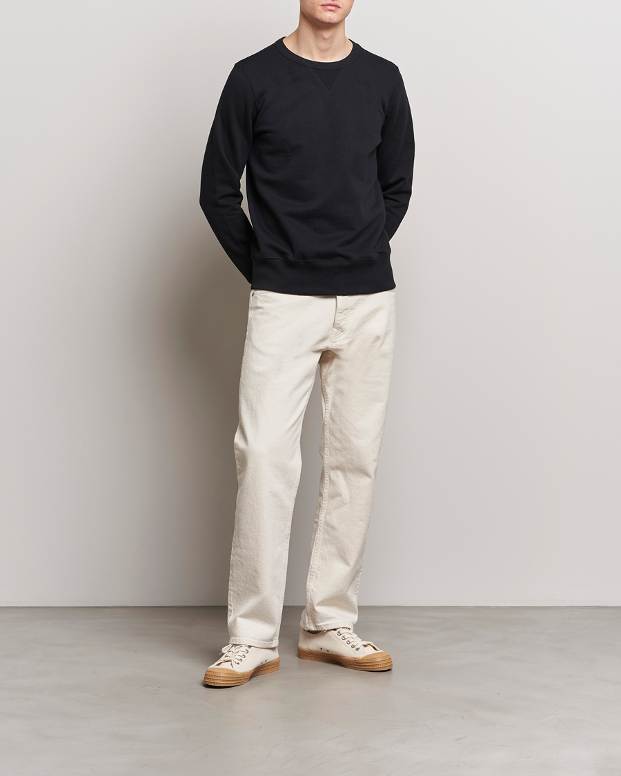 Mies | Puserot | Merz b. Schwanen | Organic Cotton Crew Neck Sweatshirt Black