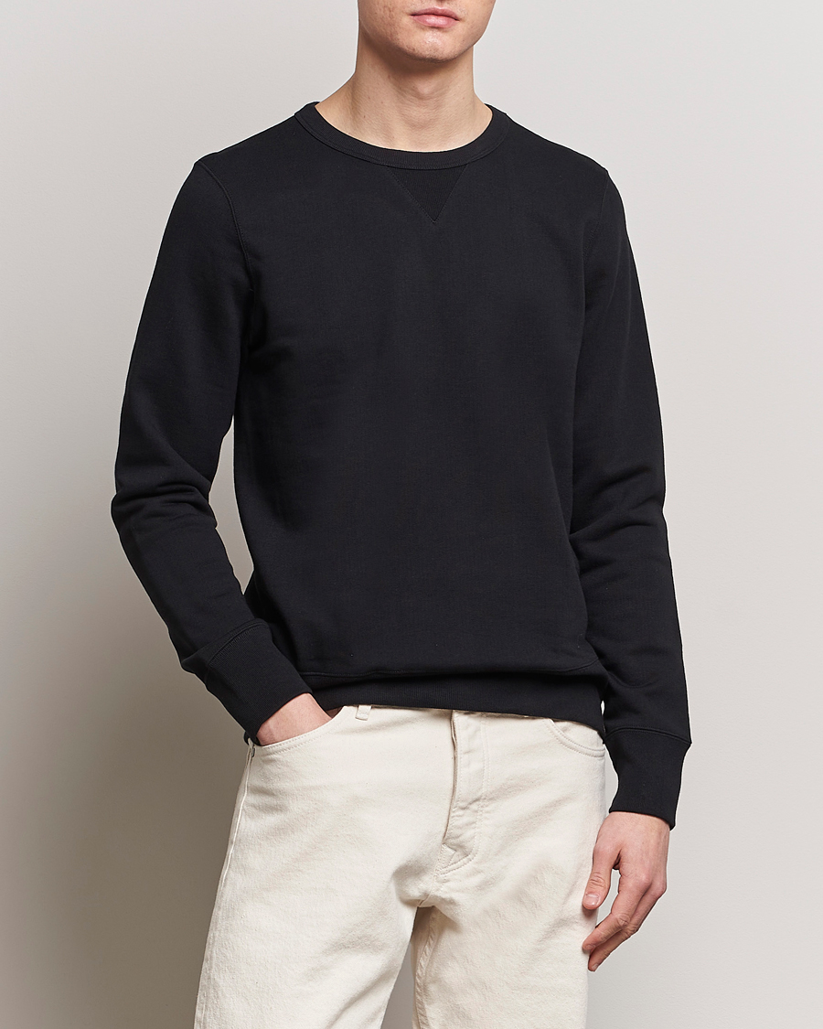 Mies | Puserot | Merz b. Schwanen | Organic Cotton Crew Neck Sweatshirt Black