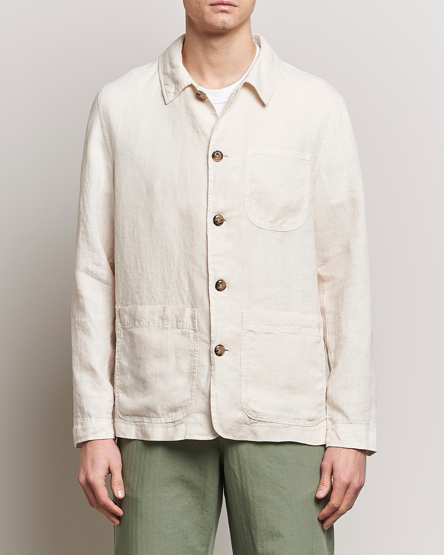 Mies | Kevättakit | Altea | Linen Shirt Jacket Beige