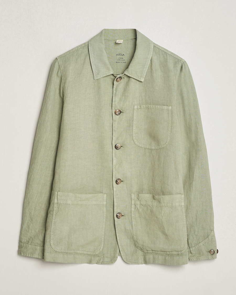 Mies | Kauluspaidat | Altea | Linen Shirt Jacket Olive