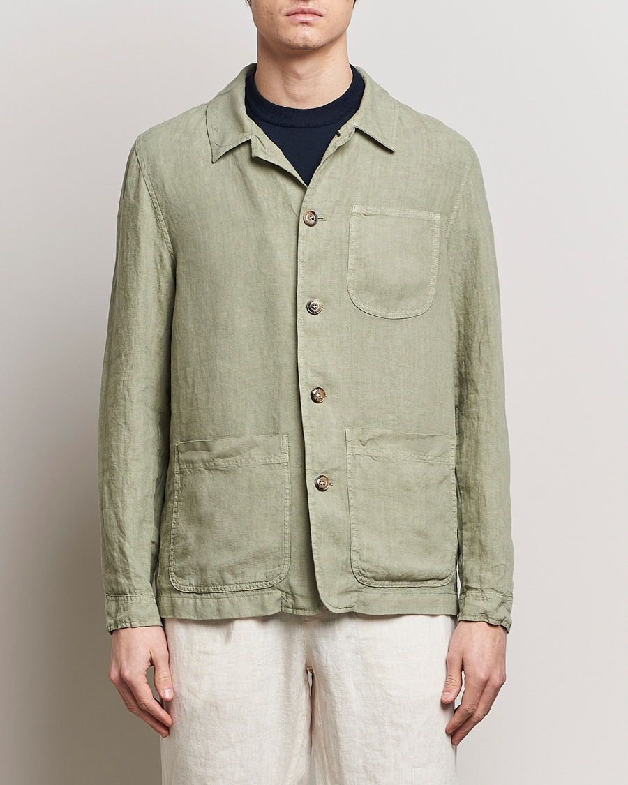 Mies | Kauluspaidat | Altea | Linen Shirt Jacket Olive
