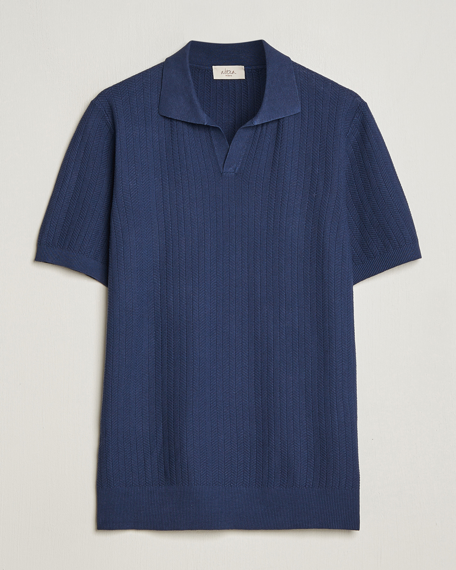 Mies | Pikeet | Altea | Knitted Chevron Polo Navy