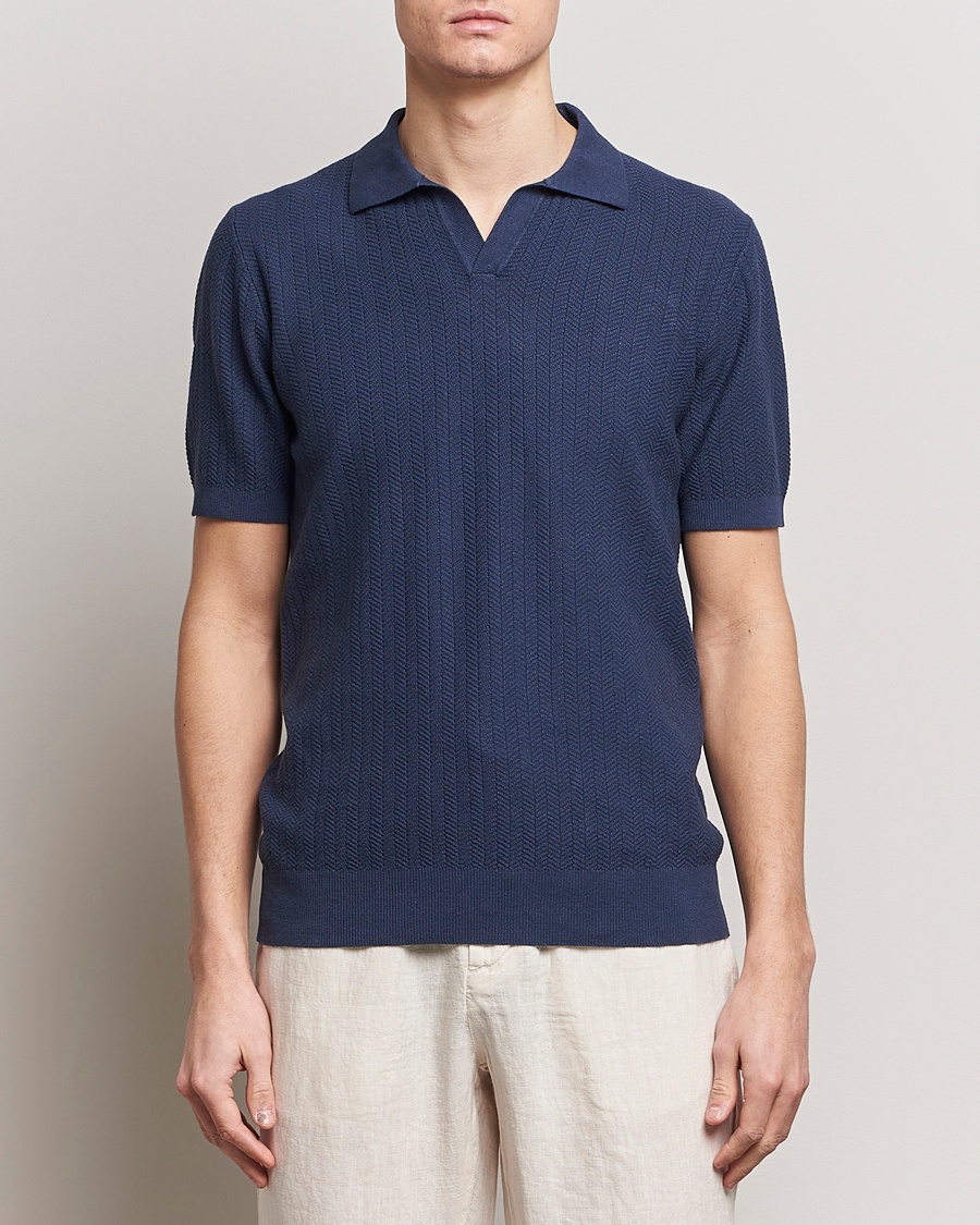 Mies | Pikeet | Altea | Knitted Chevron Polo Navy