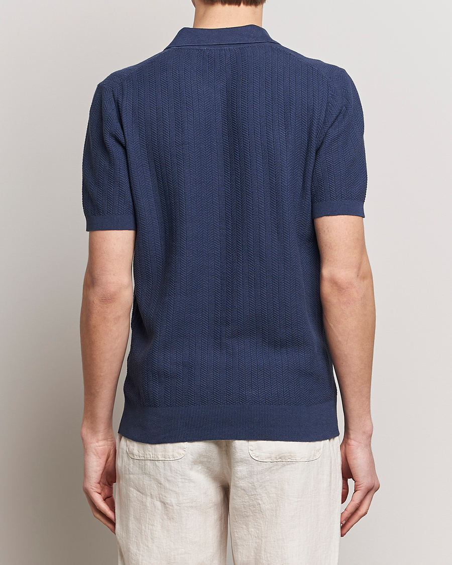 Mies | Pikeet | Altea | Knitted Chevron Polo Navy