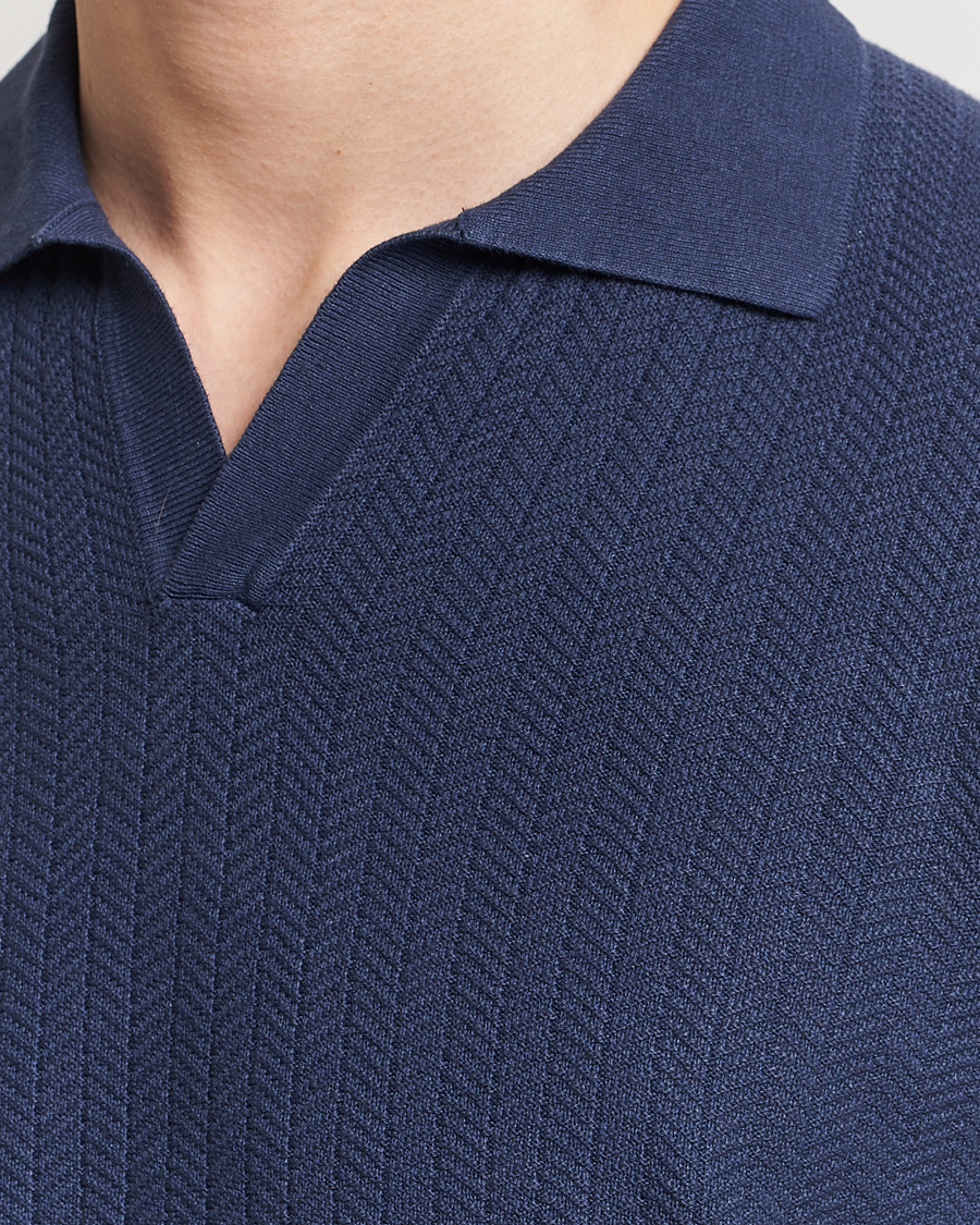 Mies | Pikeet | Altea | Knitted Chevron Polo Navy