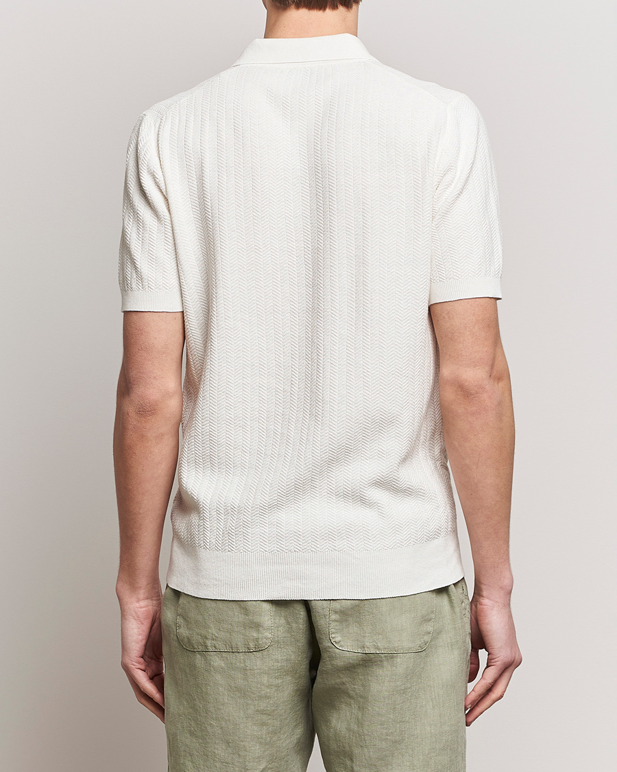 Mies | Pikeet | Altea | Knitted Chevron Polo Off White