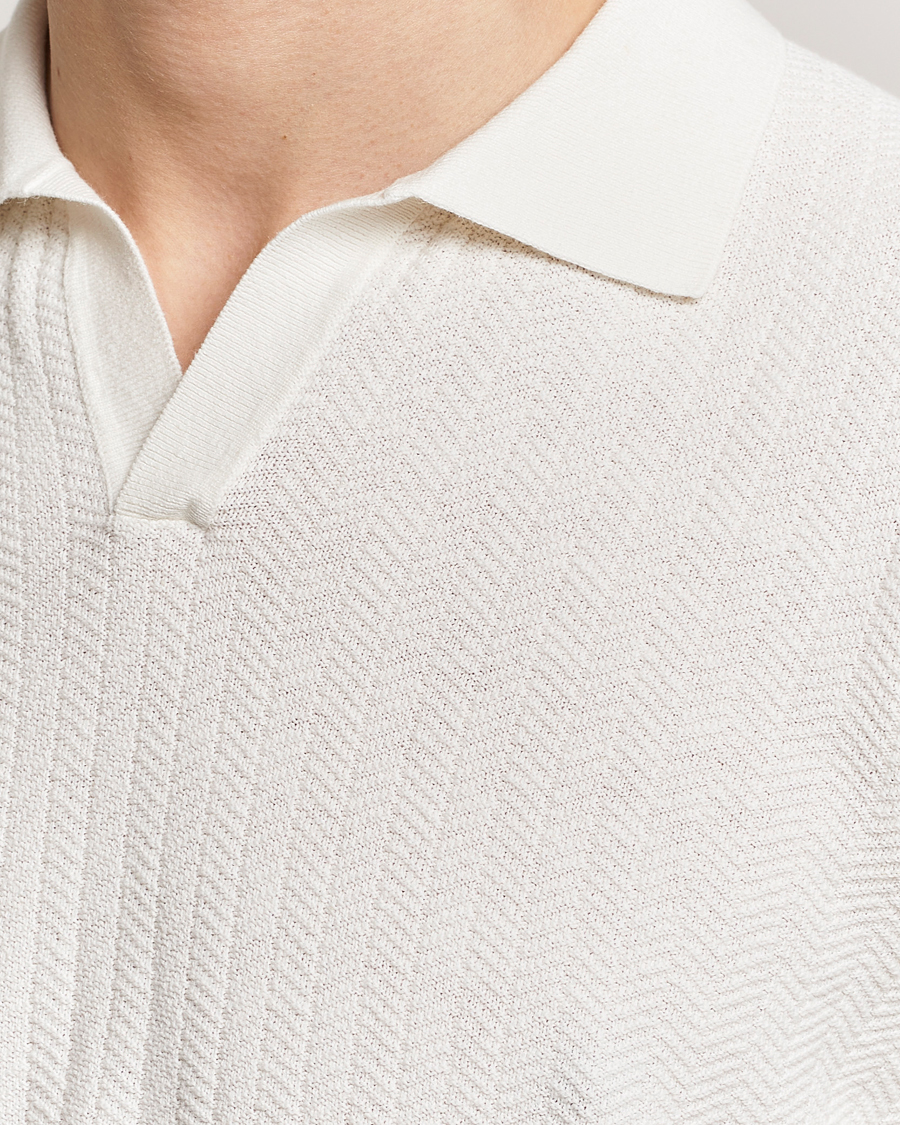 Mies | Pikeet | Altea | Knitted Chevron Polo Off White