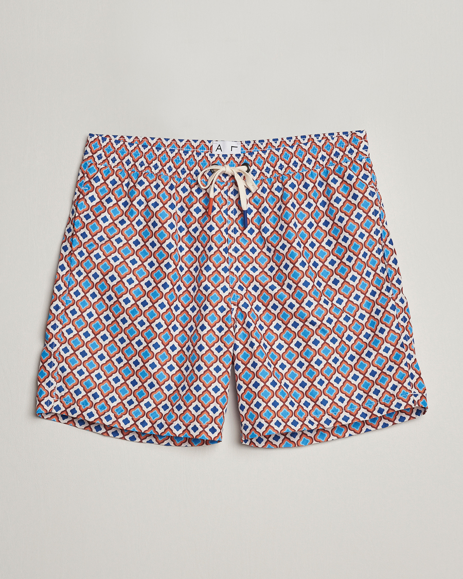 Mies | Uimahousut | Altea | Printed Swim Shorts Blue/Orange