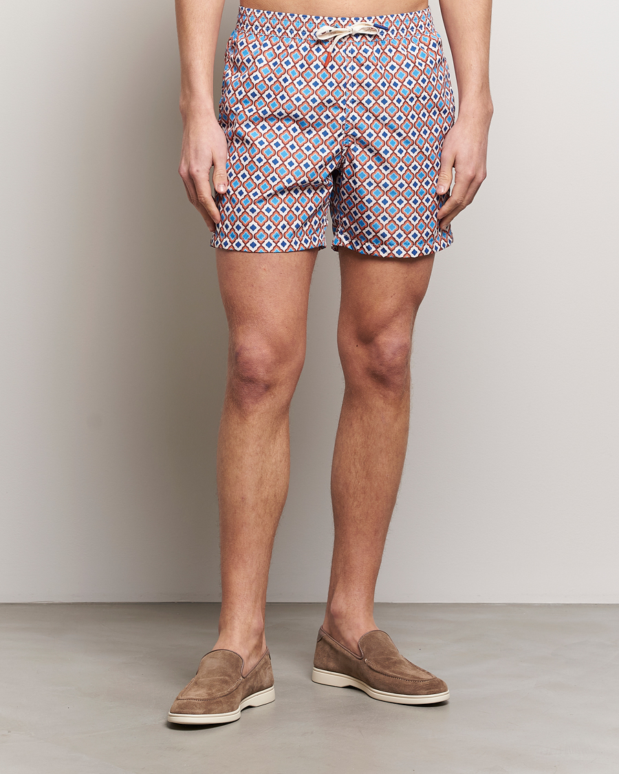 Mies | Uimahousut | Altea | Printed Swim Shorts Blue/Orange