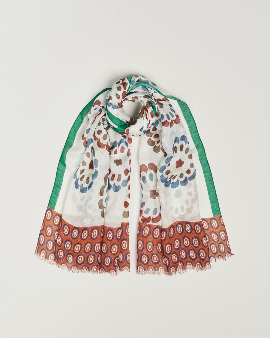 Mies | Altea Printed Linen Scarf Green/Orange | Altea | Printed Linen Scarf Green/Orange