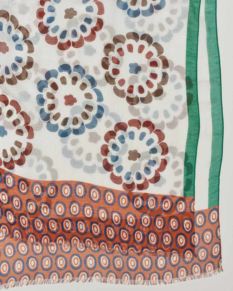 Mies | Altea Printed Linen Scarf Green/Orange | Altea | Printed Linen Scarf Green/Orange