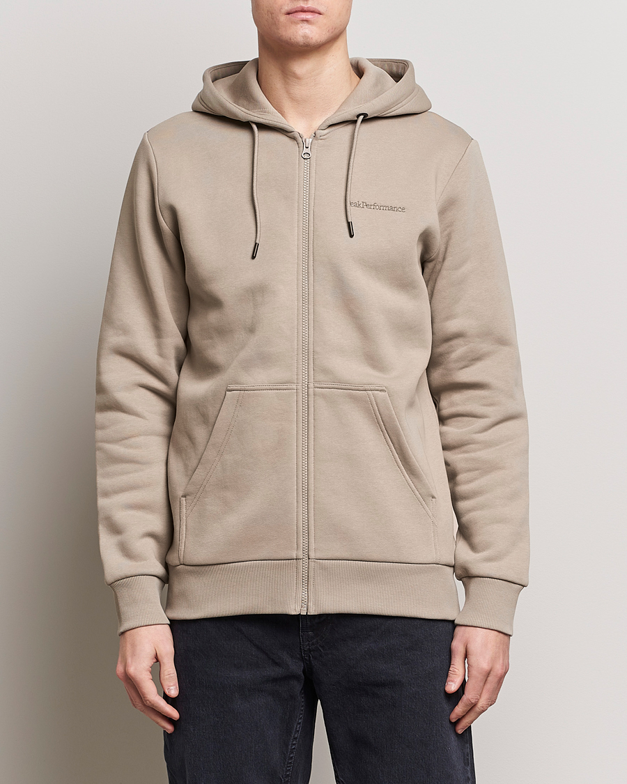 Mies | Puserot | Peak Performance | Original Logo Full Zip Hoodie Avid Beige