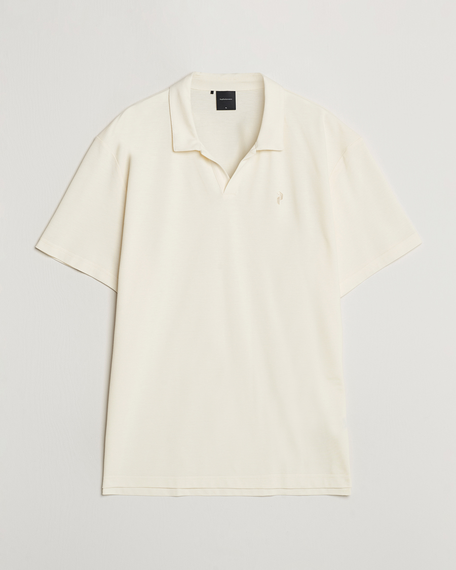 Mies | Pikeet | Peak Performance | Cotton Coolmax Open Collar Polo Vintage White