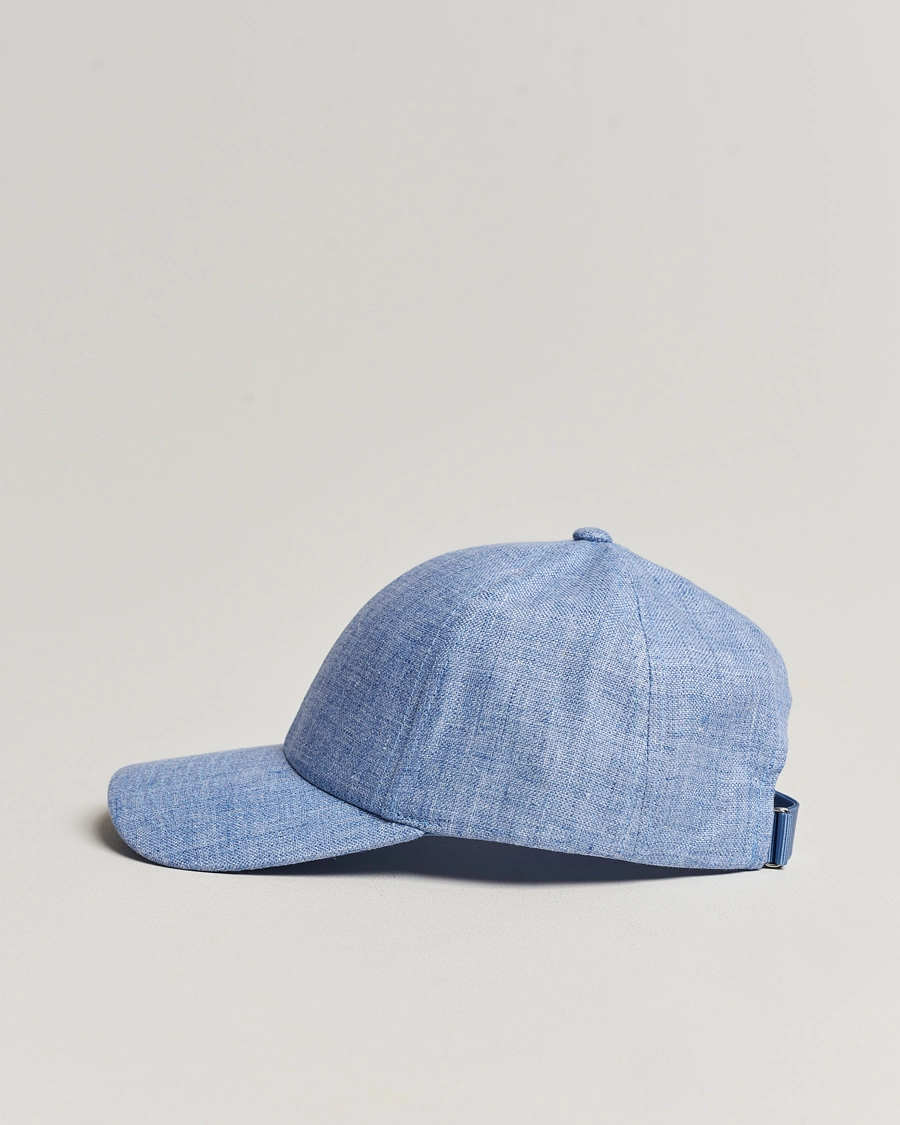 Mies | Päähineet | Varsity Headwear | Linen Baseball Cap Azure Blue