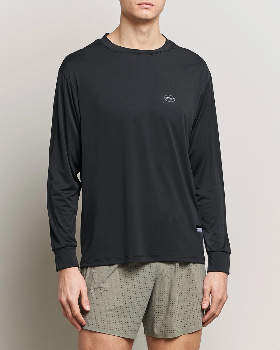 Mies | Mustat t-paidat | Satisfy | AuraLite Long Sleeve T-Shirt Black